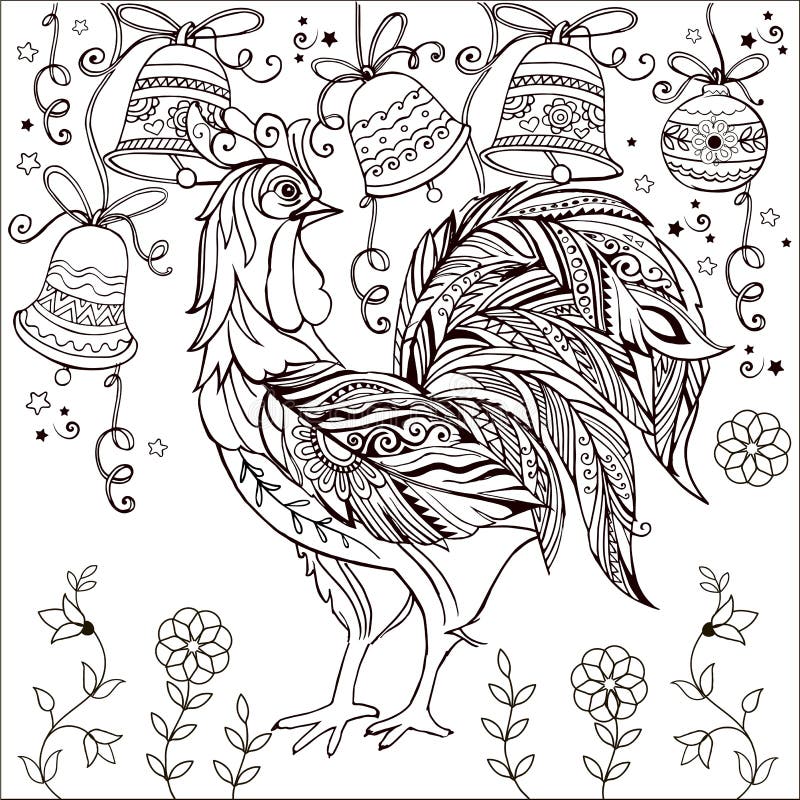 Rooster coloring page stock illustrations â rooster coloring page stock illustrations vectors clipart