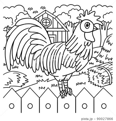 Rooster coloring page for kids