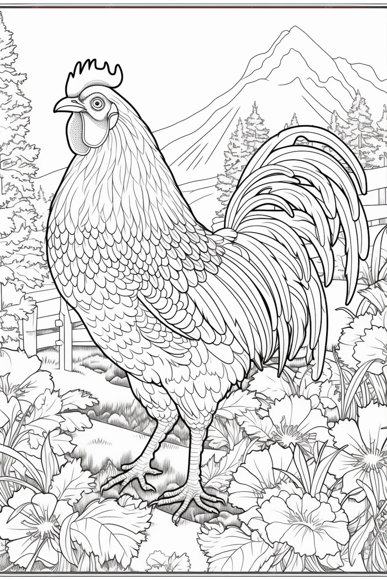 Premium photo coloring pages roosters free printable coloring pages for adults generative ai