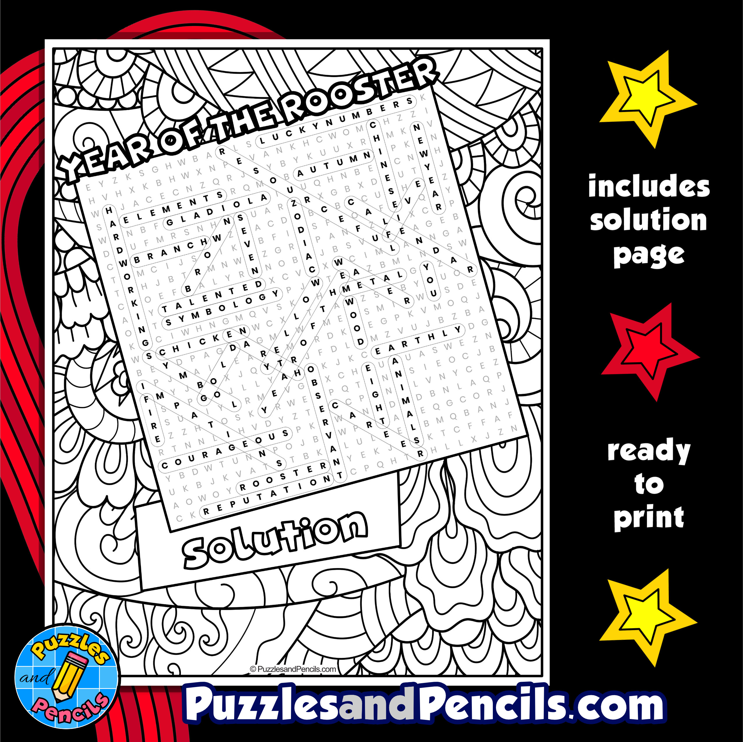 Year of the rooster word search puzzle activity chinese new year wordsearch made by teachers