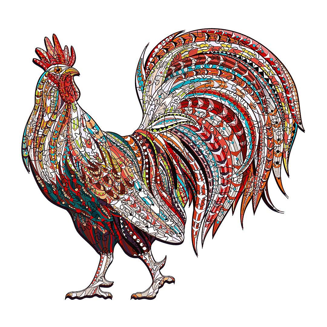 Wooden rooster shape jigsaw puzzle
