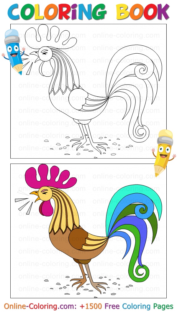 Rooster free online coloring page