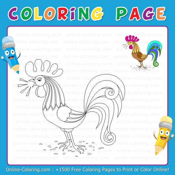 Rooster free online coloring page