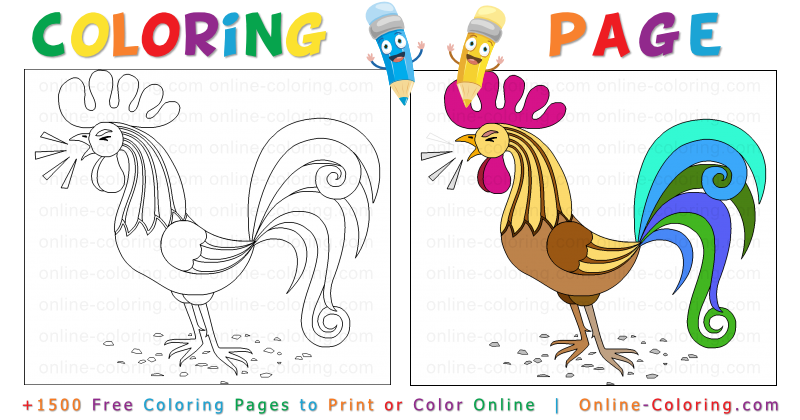 Rooster free online coloring page