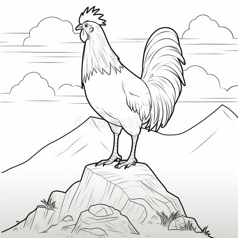 Coloring pages rooster stock illustrations â coloring pages rooster stock illustrations vectors clipart