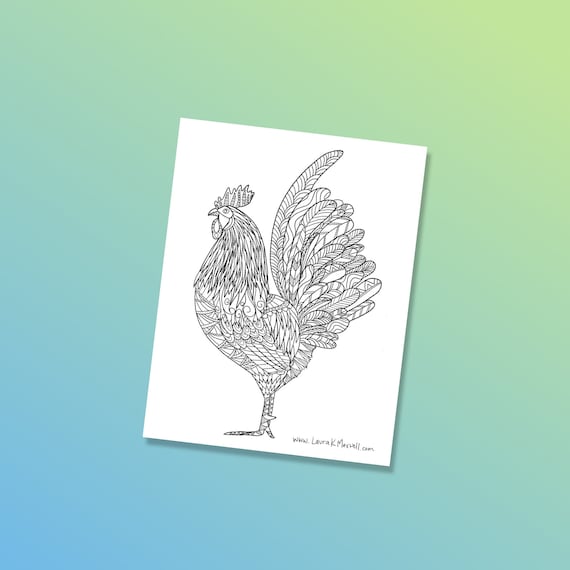 Buy rooster coloring page for adults and kids bird coloring sheet downloadable coloring page online in india