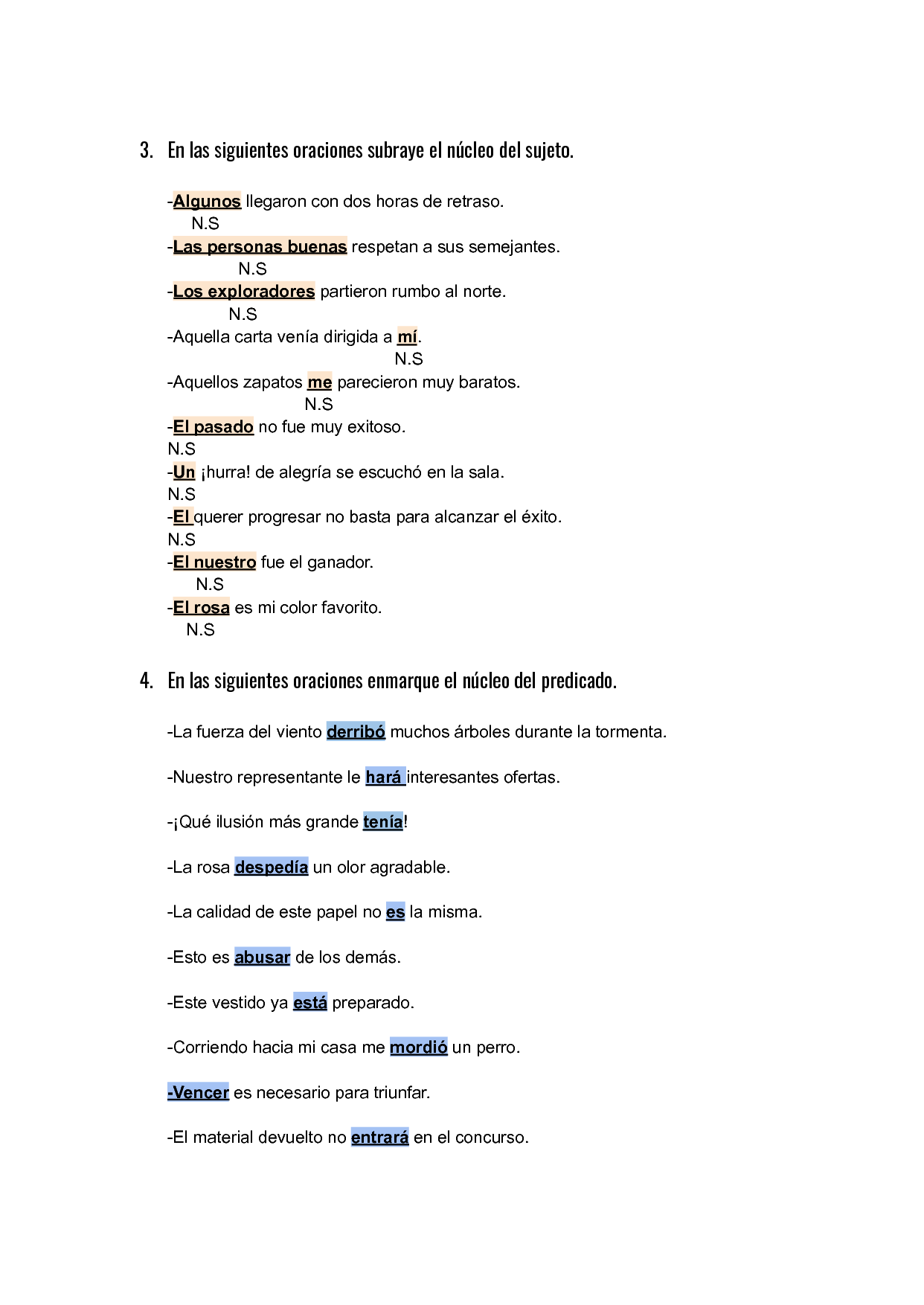 Solution tarea de las oraciones