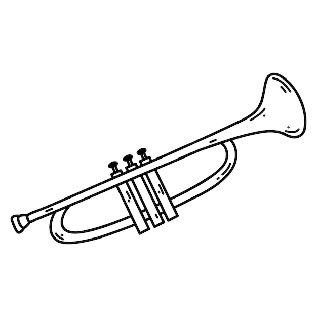 Premium vector doodle trumpet pipe vector sketch illustration of musical instrument black outline art for web design icon print coloring page