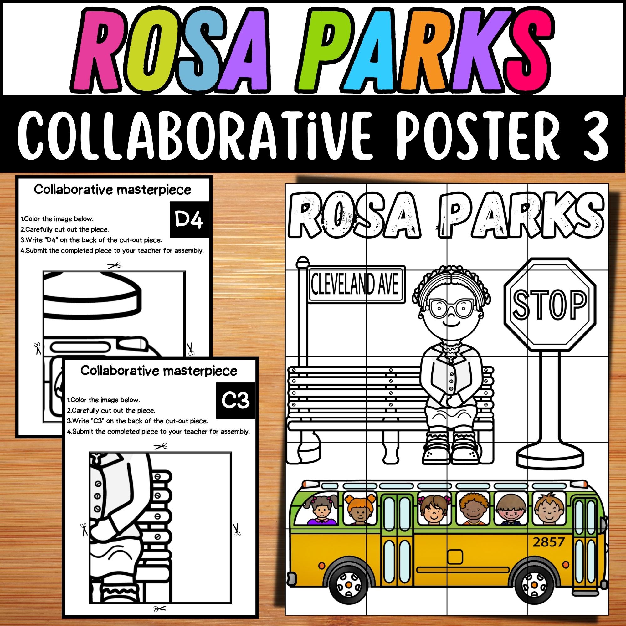 Rosa parks collaborative art project black history month teamwork poster craft copy made by teachers