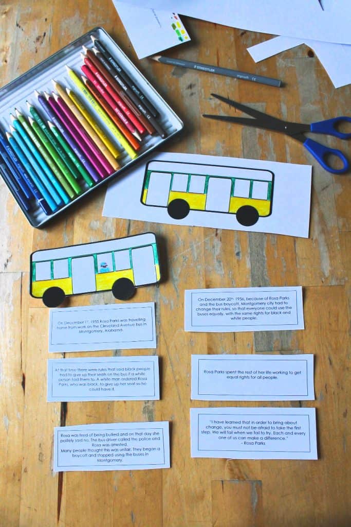 Rosa parks lesson plan with free printable bus book