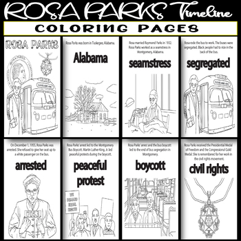 Rosa parks timeline coloring pages