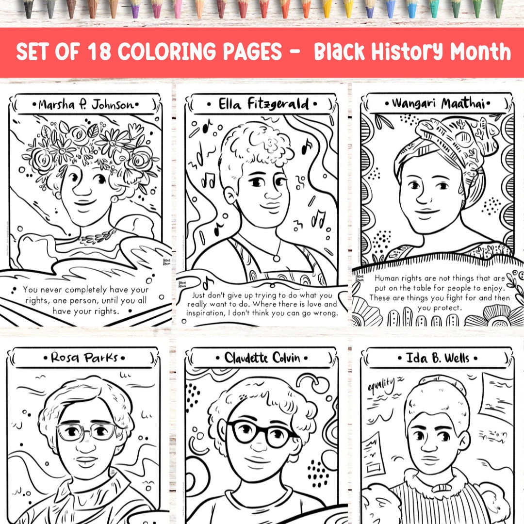 Influential black women in history coloring page black history month printable coloring sheet black leader printable drawing black month