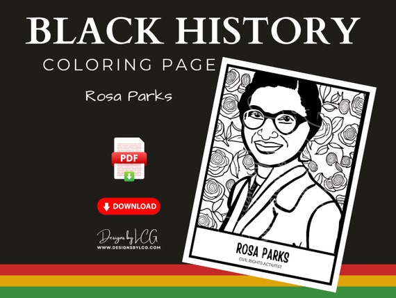 Rosa parks coloring black history month activities for kids black history printable activities afro history coloring page nah rosa parks