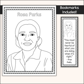Rosa parks black history month coloring sheets and bookmarks tpt