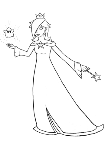 Mario bros rosalina coloring page free printable coloring pages