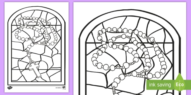 Stained glass month of the holy rosary colouring page