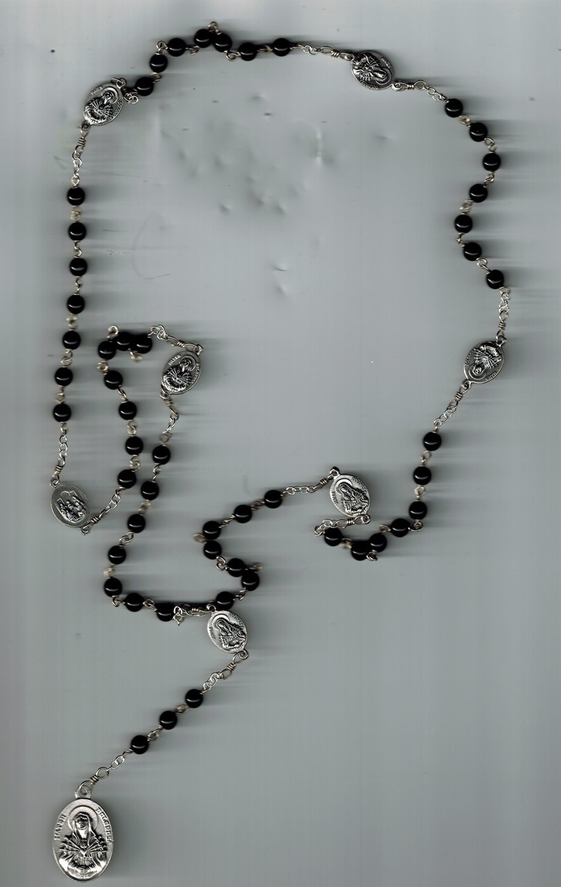 Hand crafted chaplet rosary of the seven sorrows of the blessed virgin mother mary made by daughters of mary