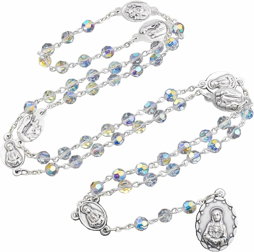 Incammino crystal beads seven sorrows chaplet of mary rosary catholic crystal beads mm home kitchen