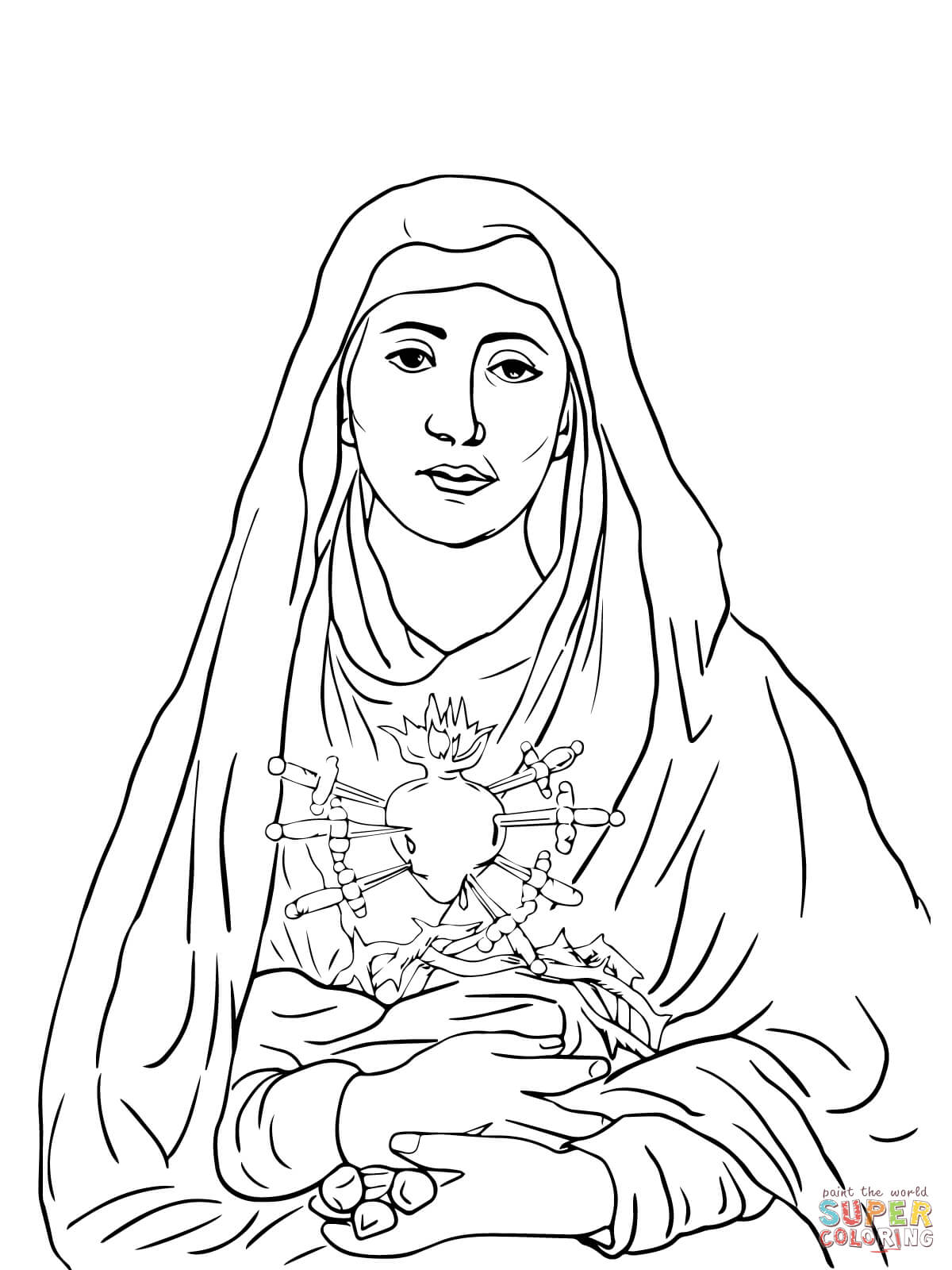 Seven sorrows of mary coloring page free printable coloring pages