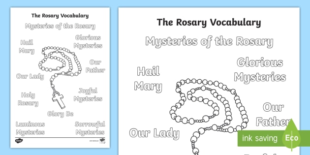 The rosary vocabulary colouring page teacher made