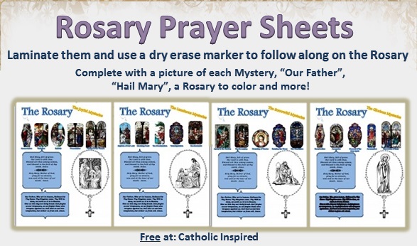 Rosary prayer sheets great for kids and teens