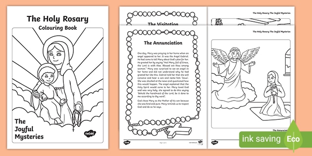 Catholic joyful mysters colouring booklet teacher made