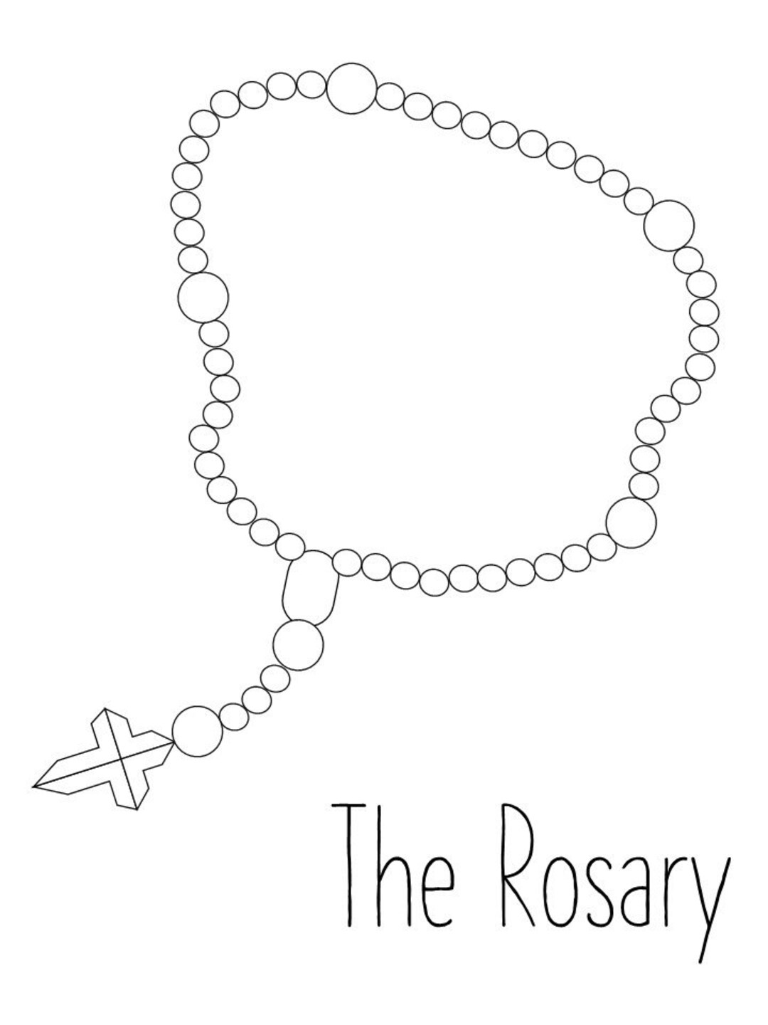 Simple catholic rosary coloring page