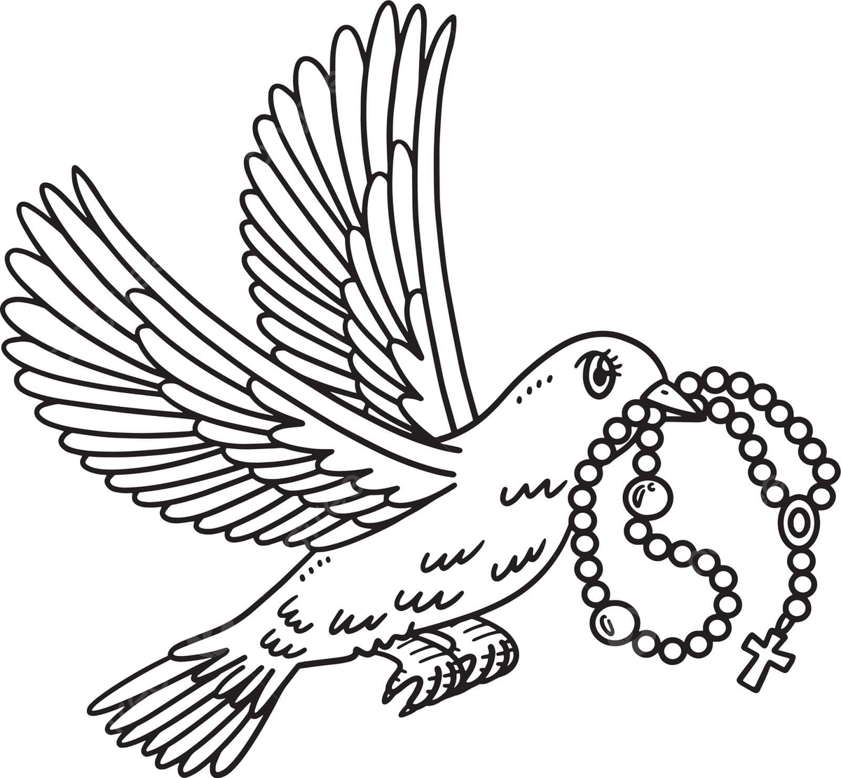 Christian dove with rosary isolated coloring page rosary coloring page colouring book vector rosary coloring page colouring book png and vector with transparent background for free download