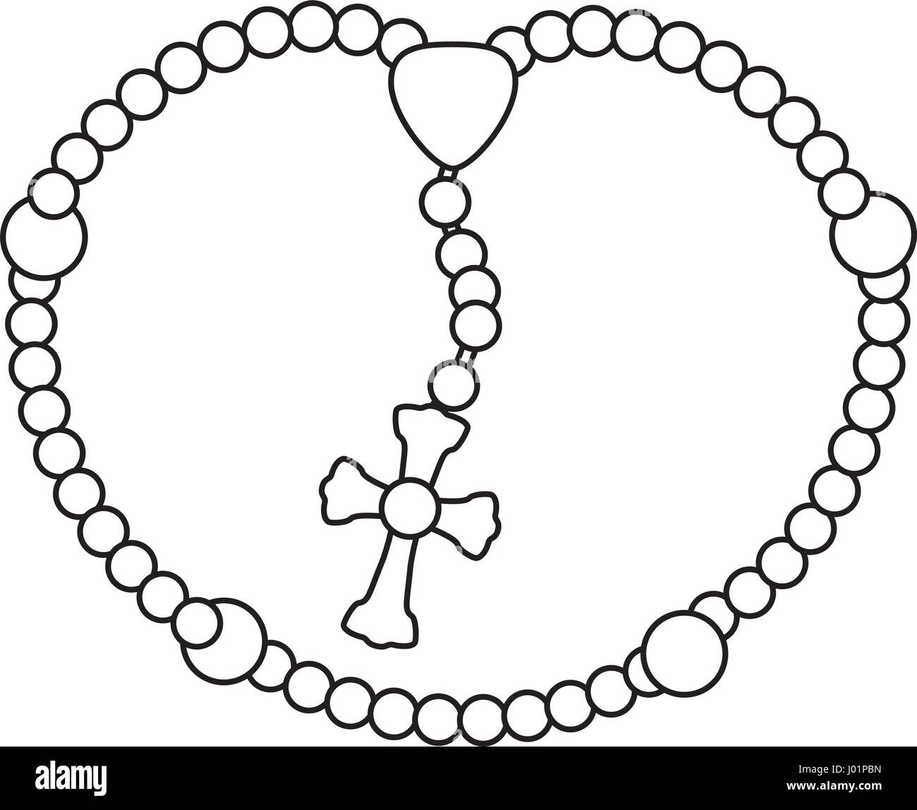 Rosary catholic faith icon vector illustration graphic design stock vector image art