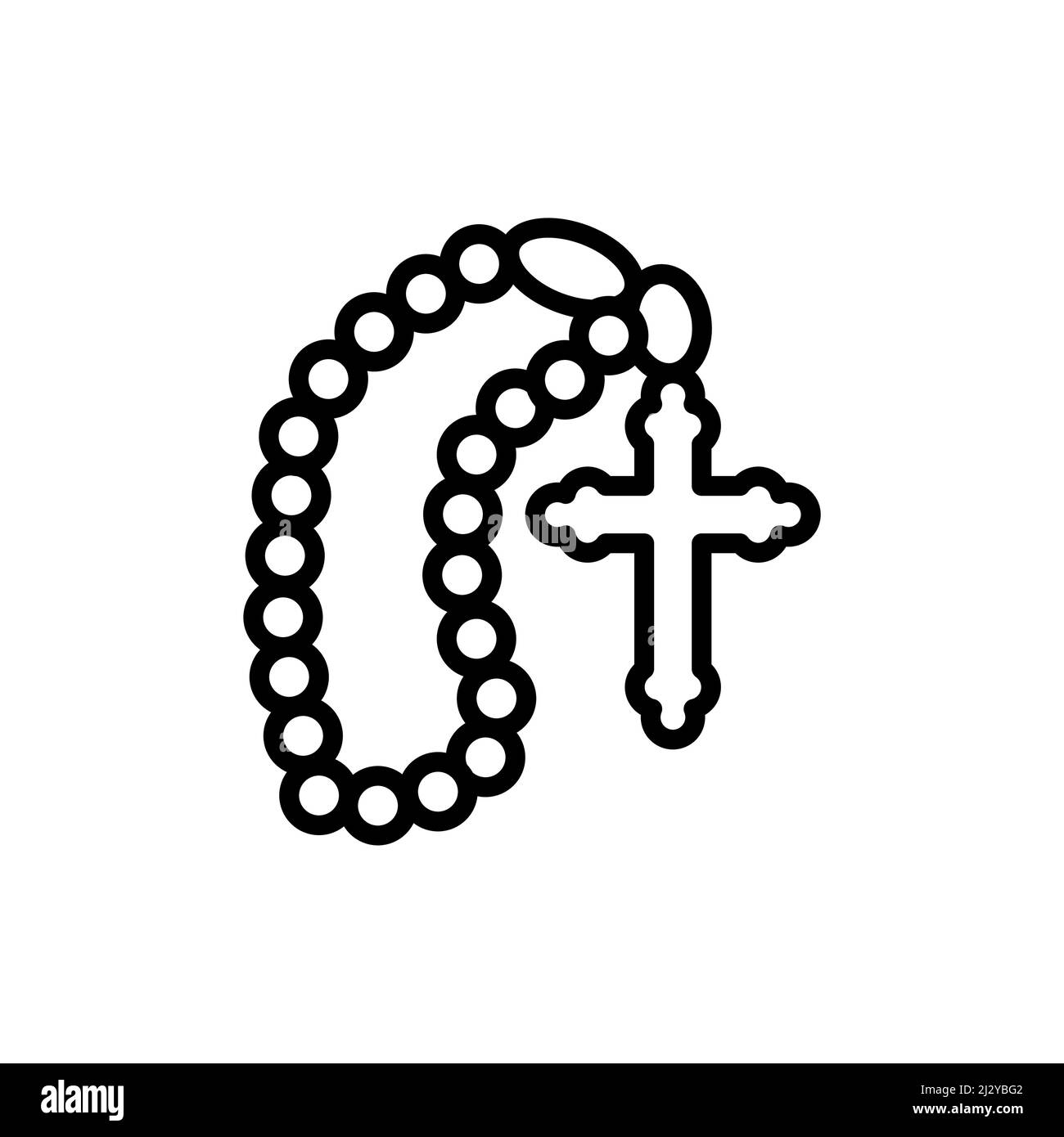 Rosary with a cross line color icon isolated vector element outline pictogram for web page mobile app promo stock vector image art