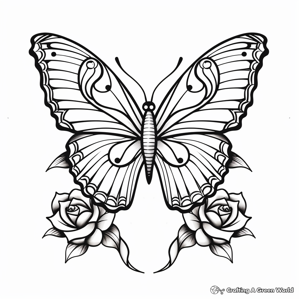 Flowers and butterflies coloring pages
