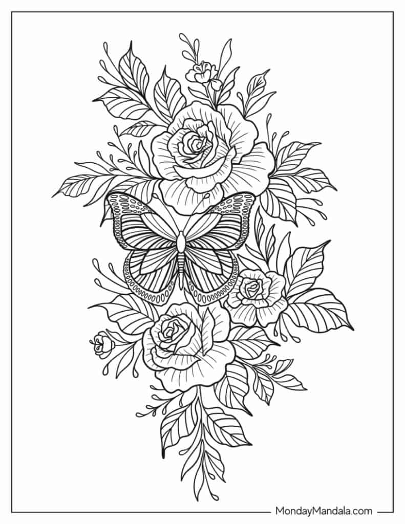 Butterfly coloring pages free pdf printables
