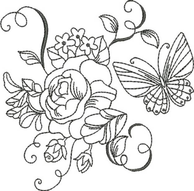 Blackwork roses amp butterfly machine embroidery design embroidery library at