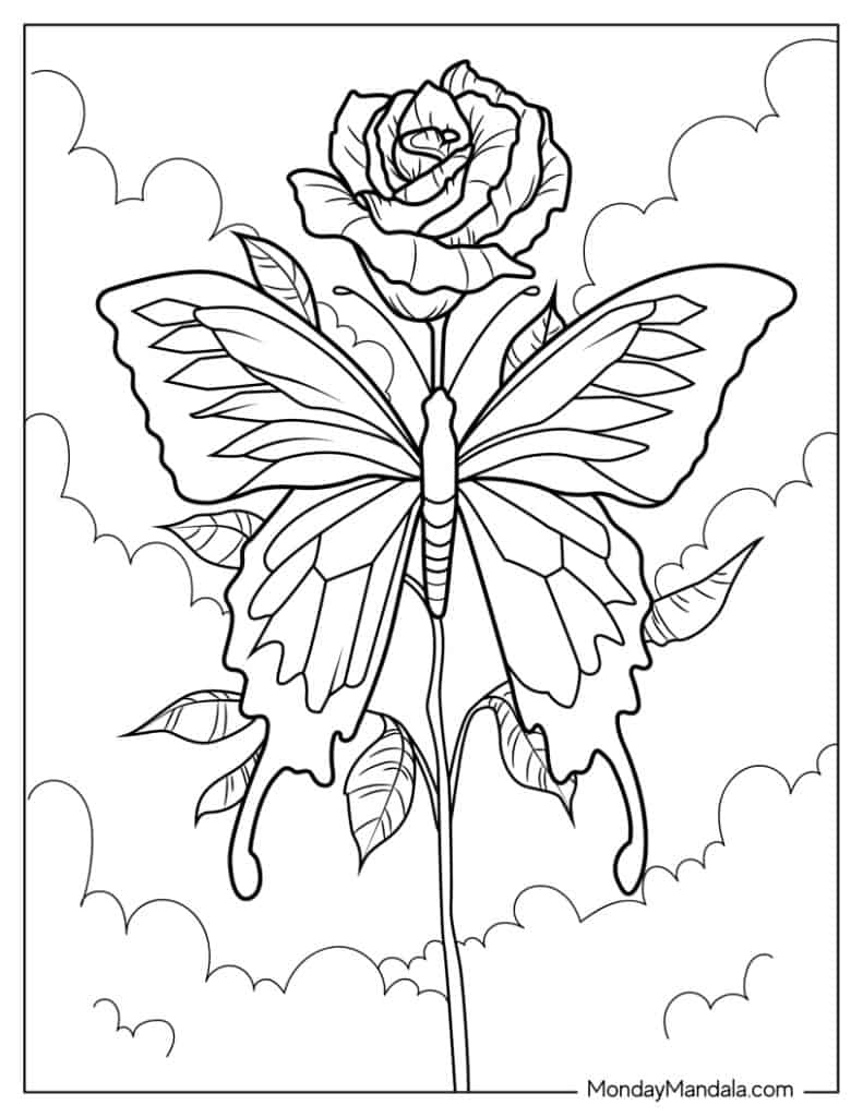 Rose coloring pages free pdf printables