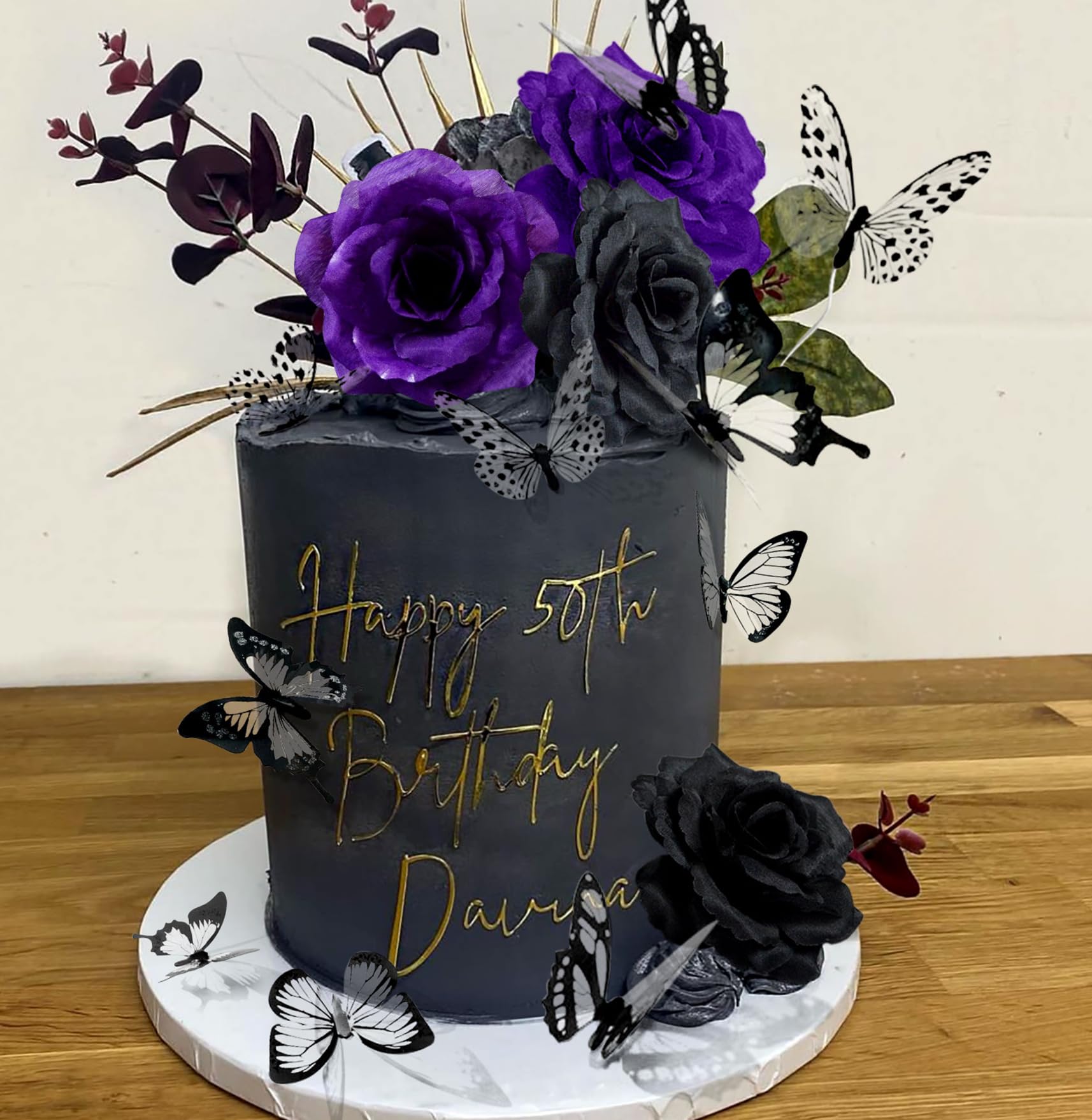 Jevenis purple gothic cake decoration rose cake topper rip cake decoration death cake decoration gothic birthday decoration gothic party supplies grocery gourmet food