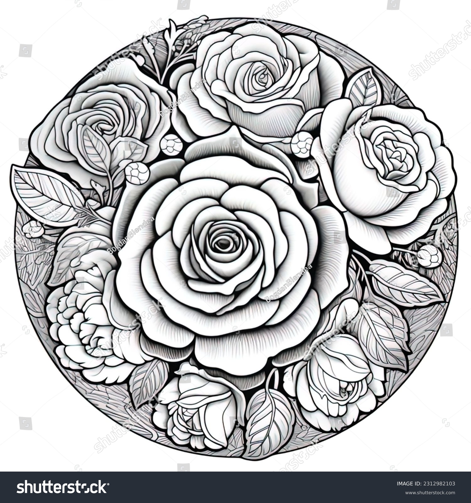 Detailed mandala flowers coloring pages stock illustration