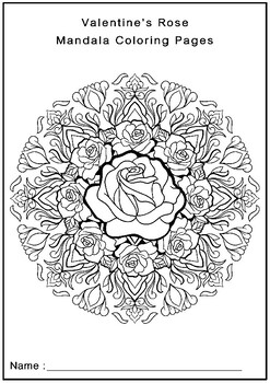 Valentines rose mandala coloring pages by teacher manda you and art