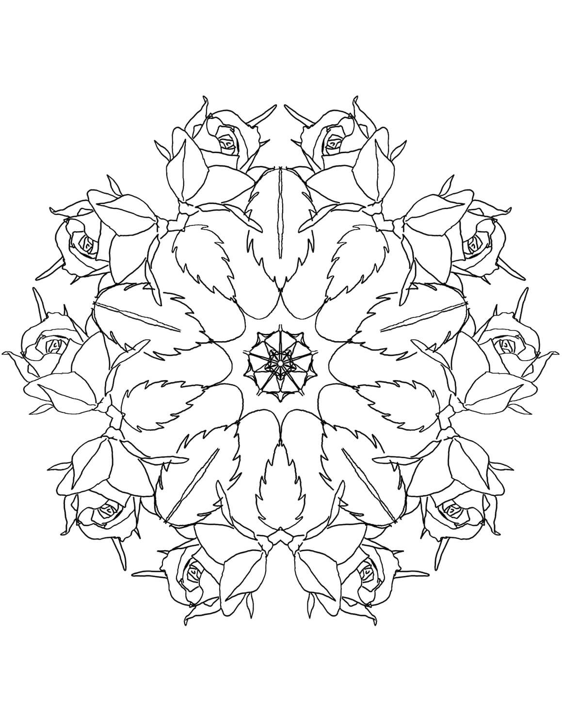 Normal rose mandala coloring page