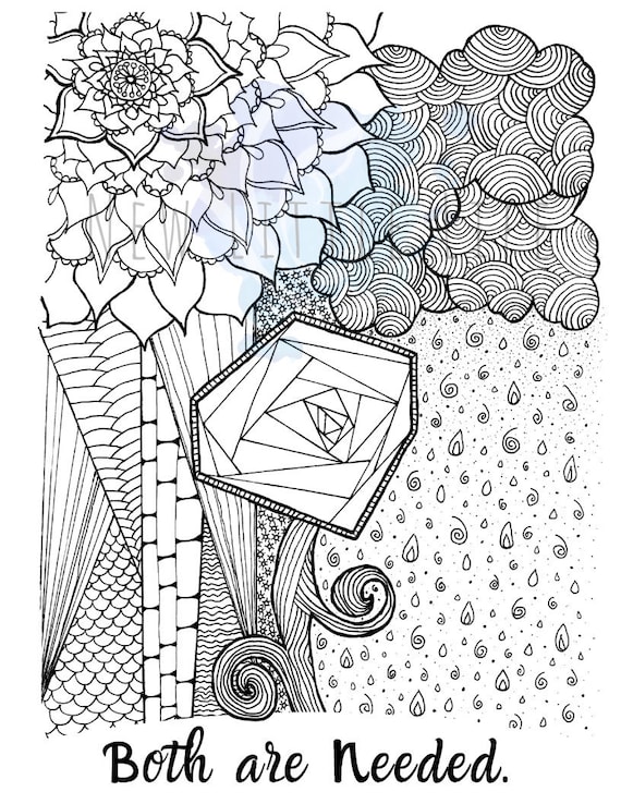 Rose rain shine coloring page digital download adult coloring mandala coloring page rose coloring page both are needed
