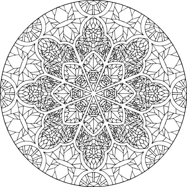Mandala stained glass rose window stock illustration