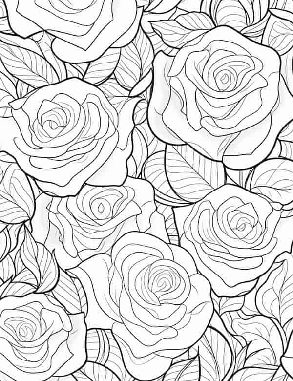 Beautiful rose coloring pages for kids and adults