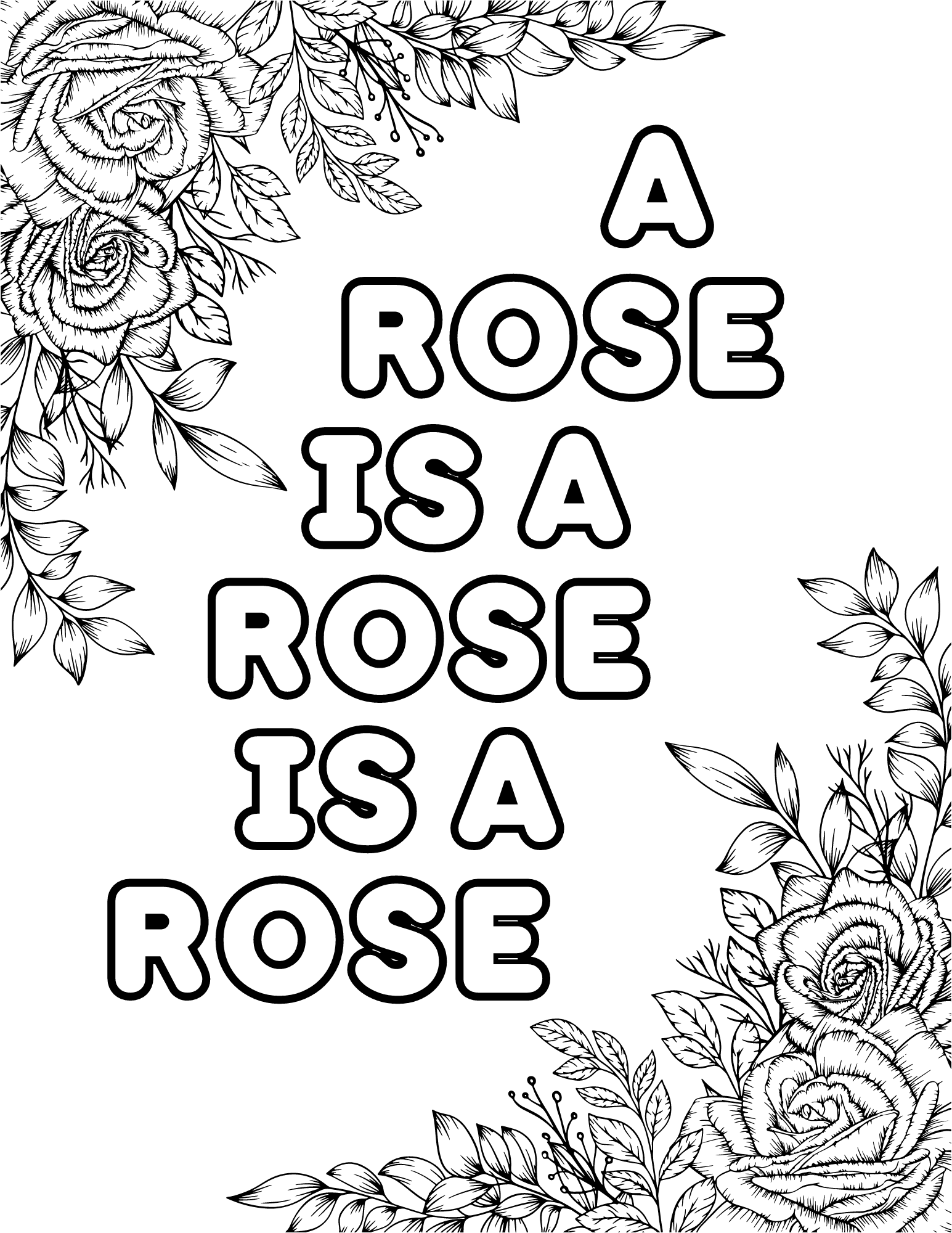 Free printable rose coloring pages for kids and adults