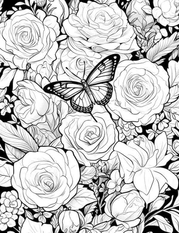 Beautiful rose coloring pages for kids and adults