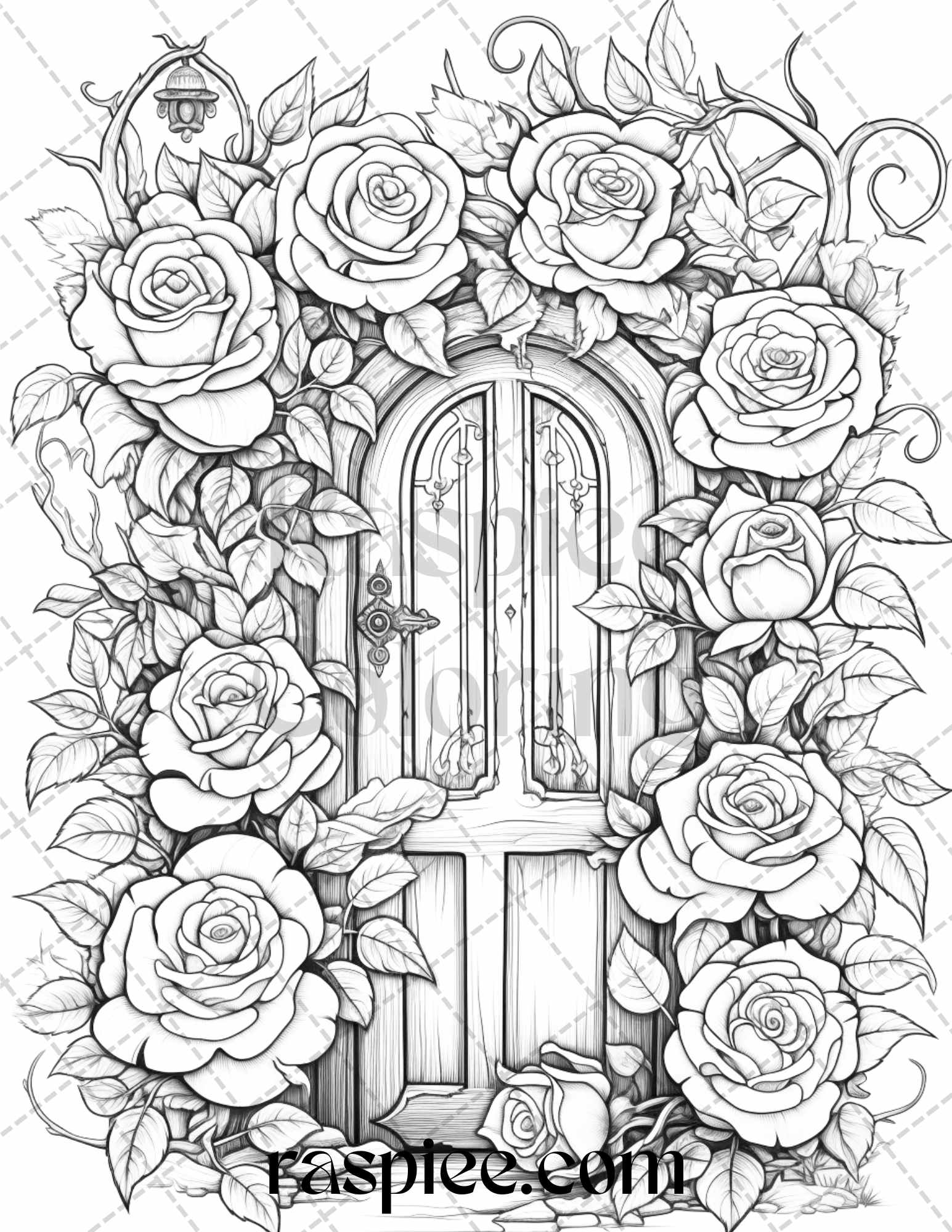Flower fairy doors grayscale coloring pages printable for adults p â coloring