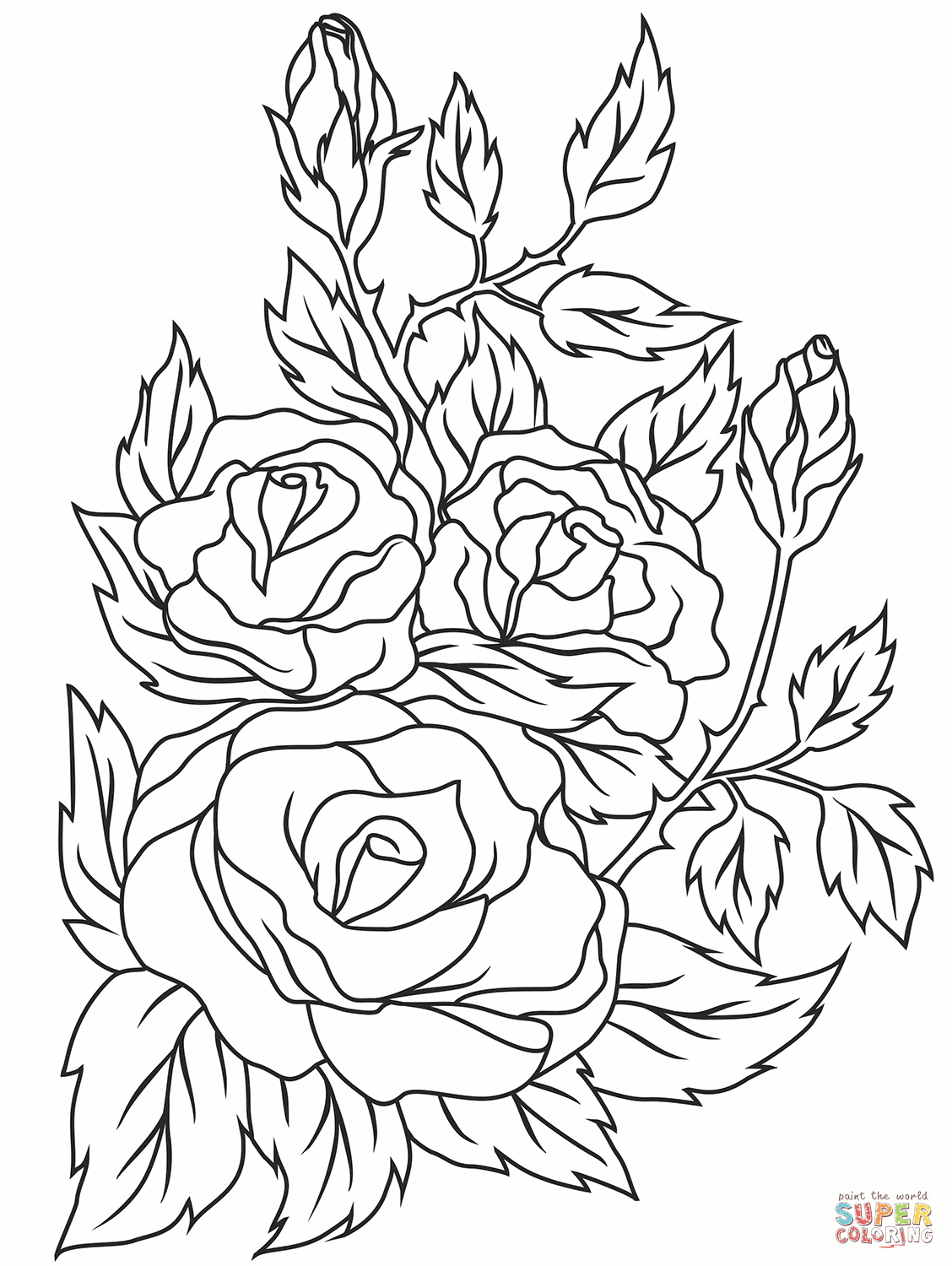 Rose coloring page free printable coloring pages