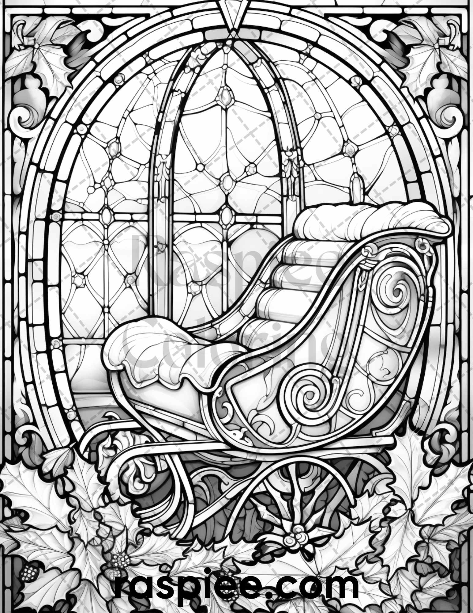 Christmas stained glass grayscale coloring pages for adults printa â coloring