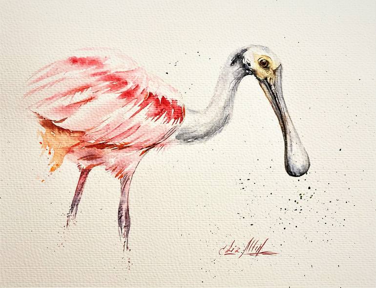 Roseate spoonbill artwork birds art work painting by elizabeth altin saatchi art