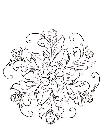 Explore the beauty of norwegian rosemaling with this free coloring page
