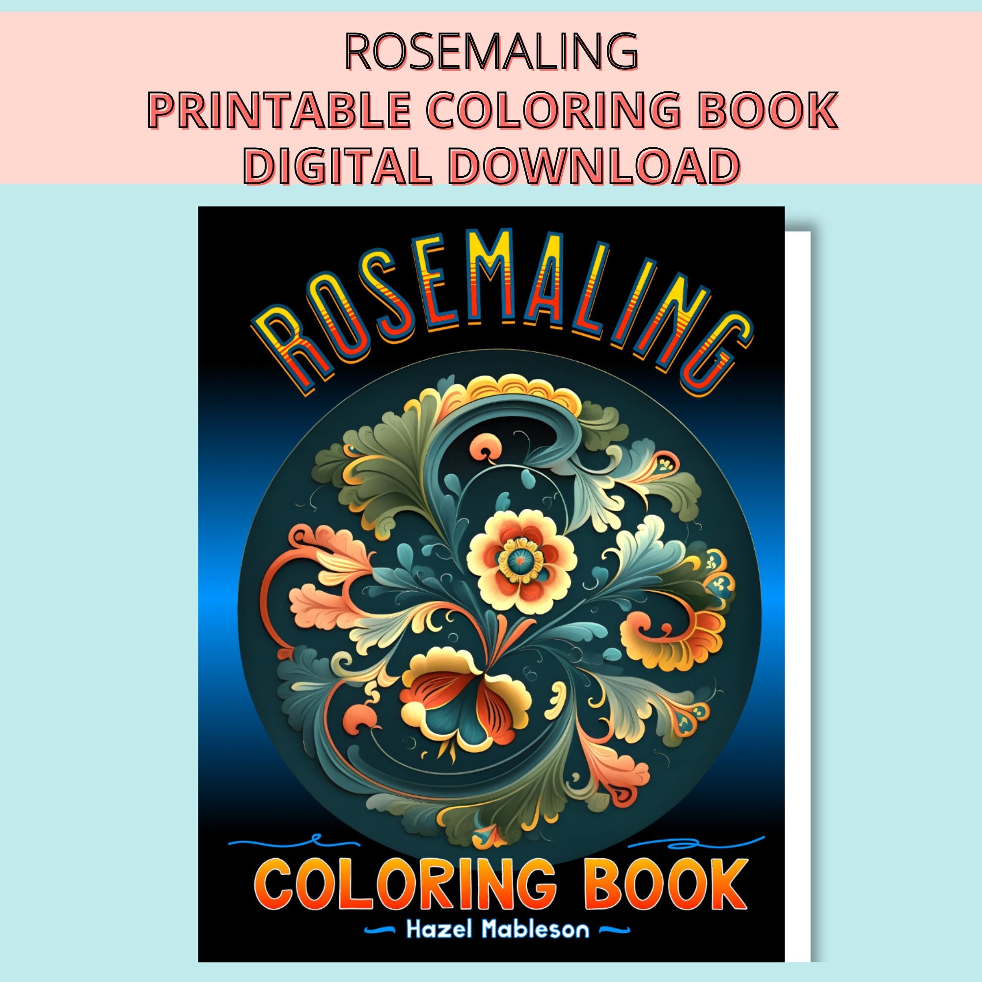 Rosemaling printable digital download coloring book rosemaling patterns norwegian rosemaling art scandinavian folk art rosemaling design download now