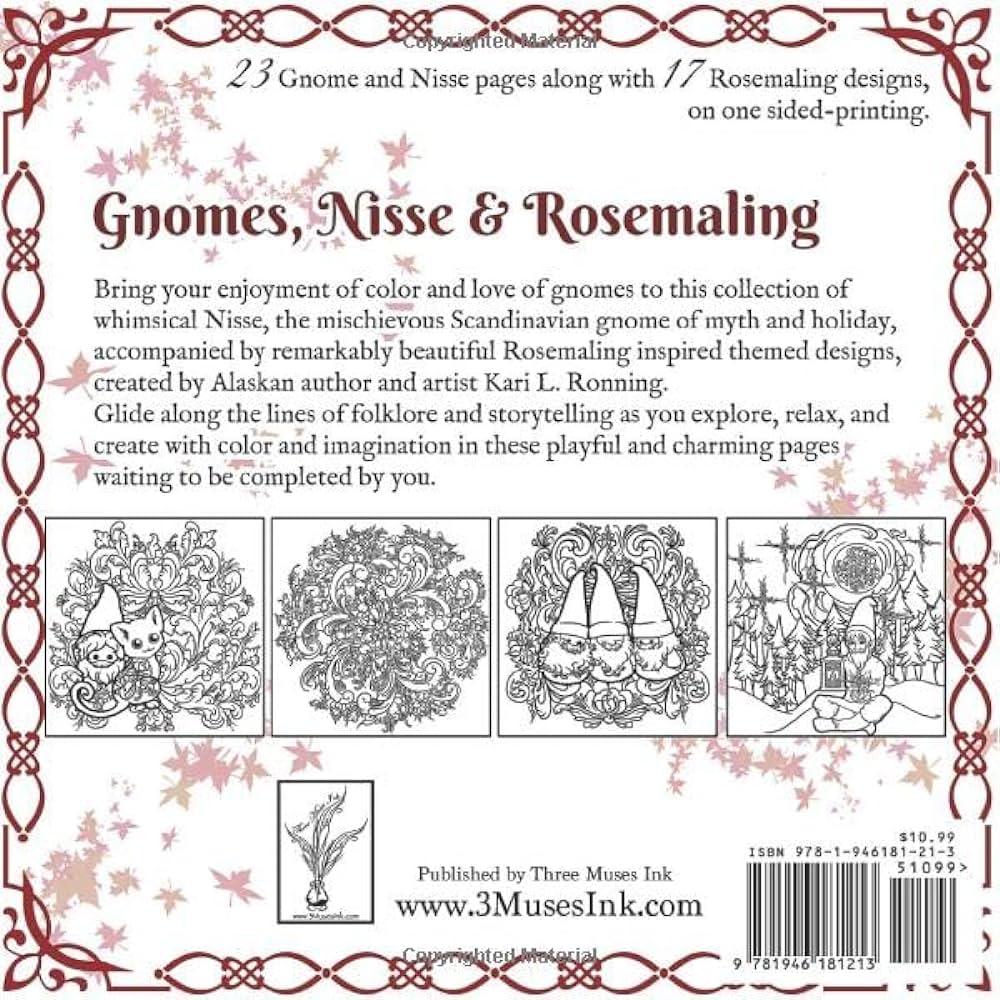 Nordic nisse hues a gnome nisse and rosemaling coloring book ronning kari l books